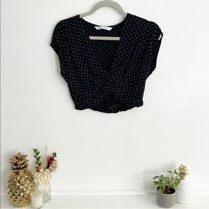 Zara Dotted Front Twist Crop Top